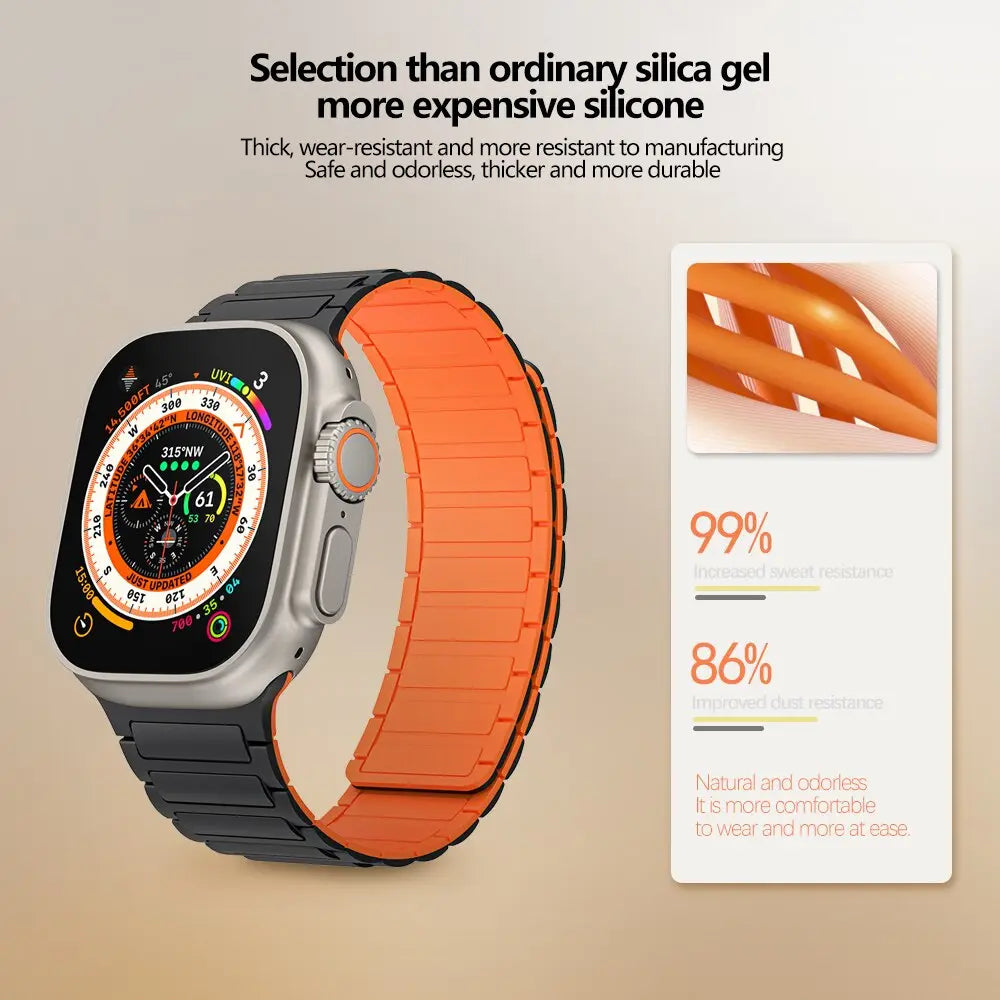 MagnaFlex Pro Silicone Magnetic Loop Band for Apple Watch Series 9 & Ultra 2 Pinnacle Luxuries