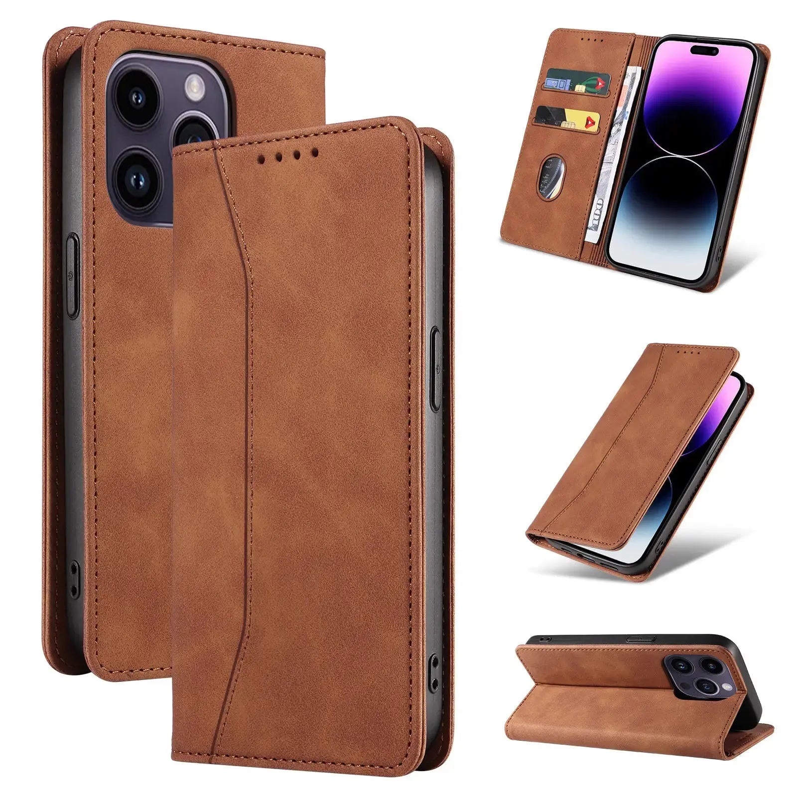 WEFOR Flip Wallet Case for iPhone 15 5G/14/ Pro Max, Leather Magnetic Folio Cover with Card Holder, Kickstand - TPU Shockproof Pinnacle Luxuries