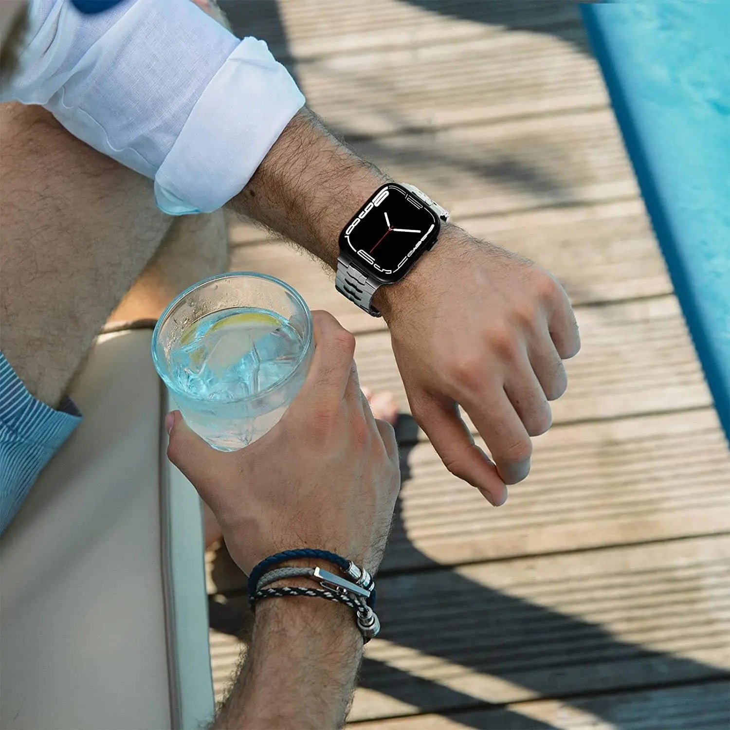 For Apple Watch Ultra Band 49mm 45mm 44mm 42mm Stainless Steel Strap for IWatch Series 8 7 6 5 4 Increase Link Bracelet Version Pinnacle Luxuries