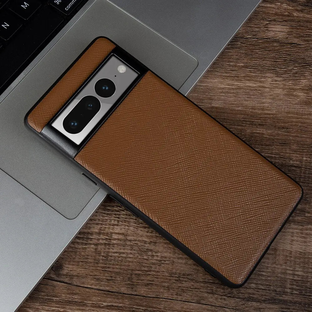 Genuine Leather Cases For Google Pixel 7A 7Pro 7 6 Handmade Cowhide Women And Men Business Slim Back Cover Shockproof Protective Pinnacle Luxuries