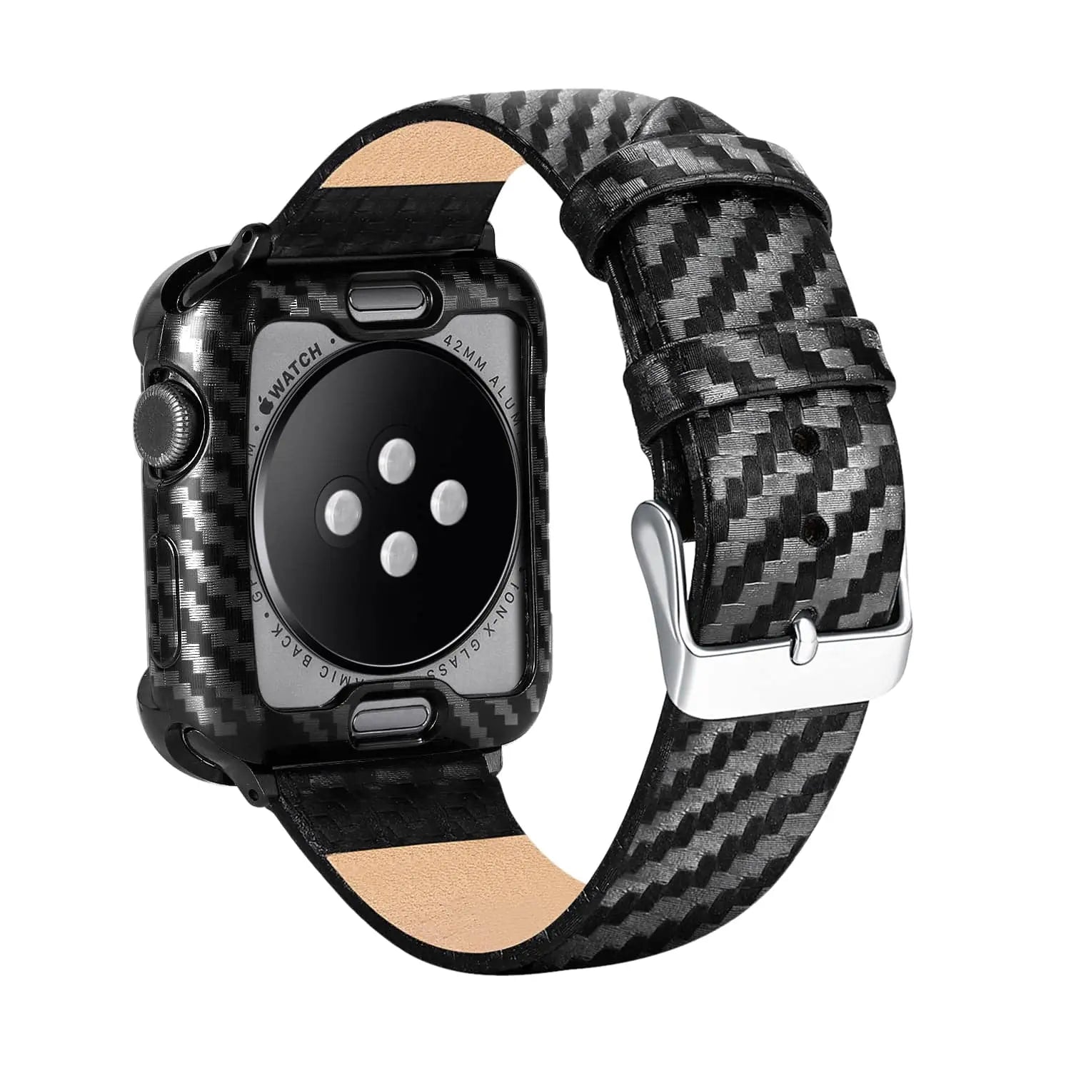 Apple Watch Custom Genuine Carbon Fiber Case Leather Watch Band - Pinnacle Luxuries