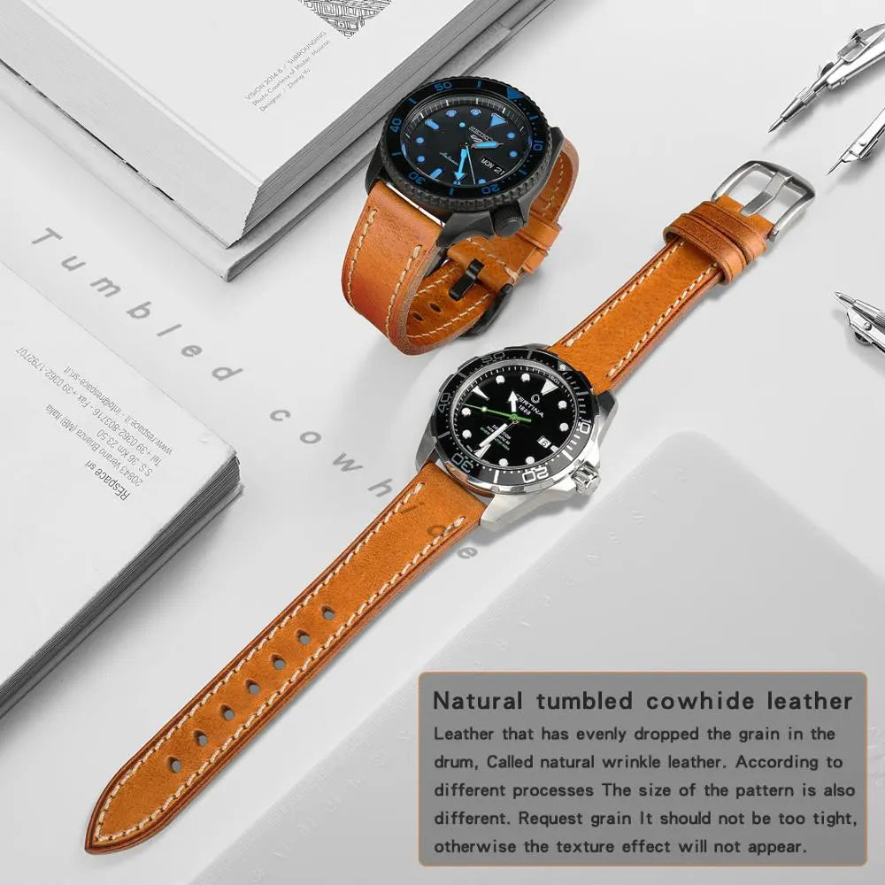 Hand Stitched Genuine Leather 20mm Band For Samsung Watch - Pinnacle Luxuries