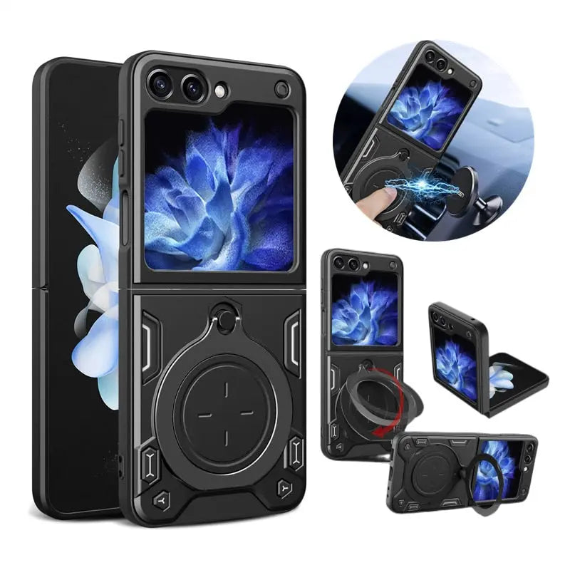 For Samsung Galaxy Z Flip5 Case Magnetic Car Holder Ring Shockproof Armor Phone Case for Galaxy Z Flip 5 ZFlip5 Zlip5 5G Cover Pinnacle Luxuries