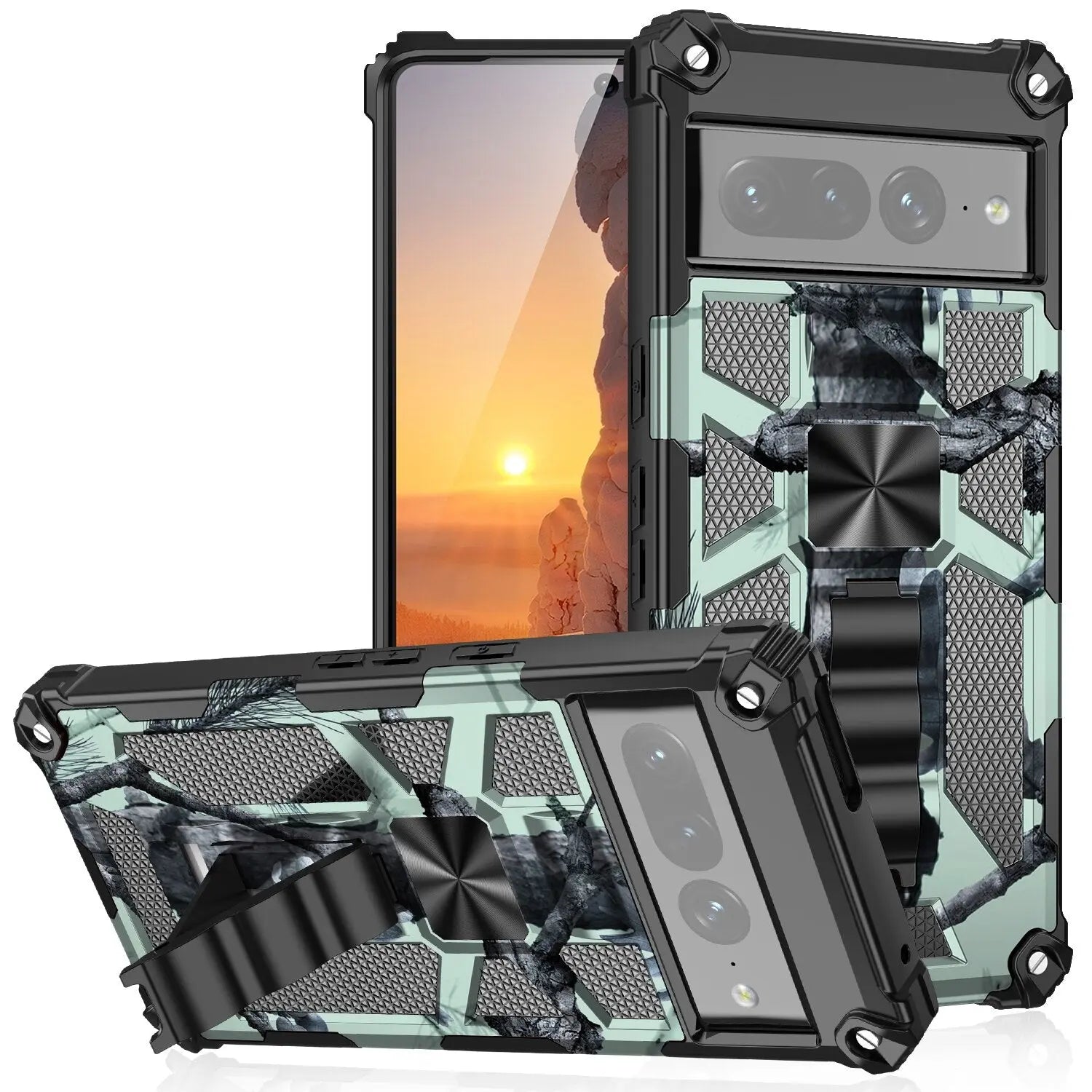 Pinnacle Camouflage Armor Shockproof Kickstand Case For Google Pixel 7 Pro Case - Pinnacle Luxuries