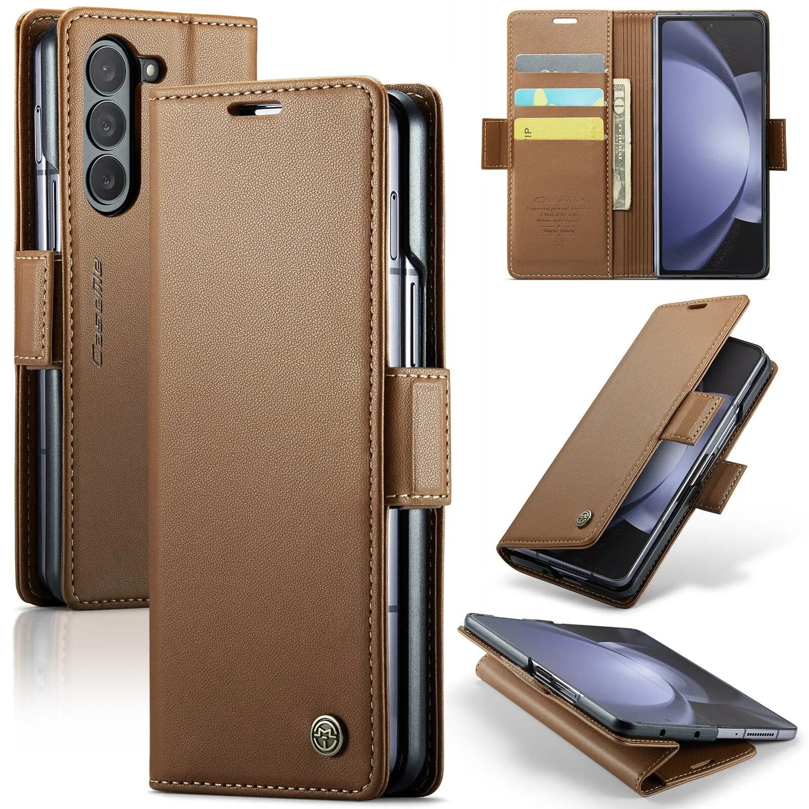 CaseMe Wallet Case for Samsung Galaxy Z Fold 5 Premium PU Leather Flip Case Magnetic Credit Card Holder Phone Cover Pinnacle Luxuries