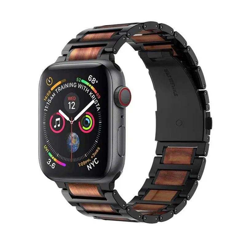 Premium Grade Wooden Steel Custom Apple Watch Band - Pinnacle Luxuries