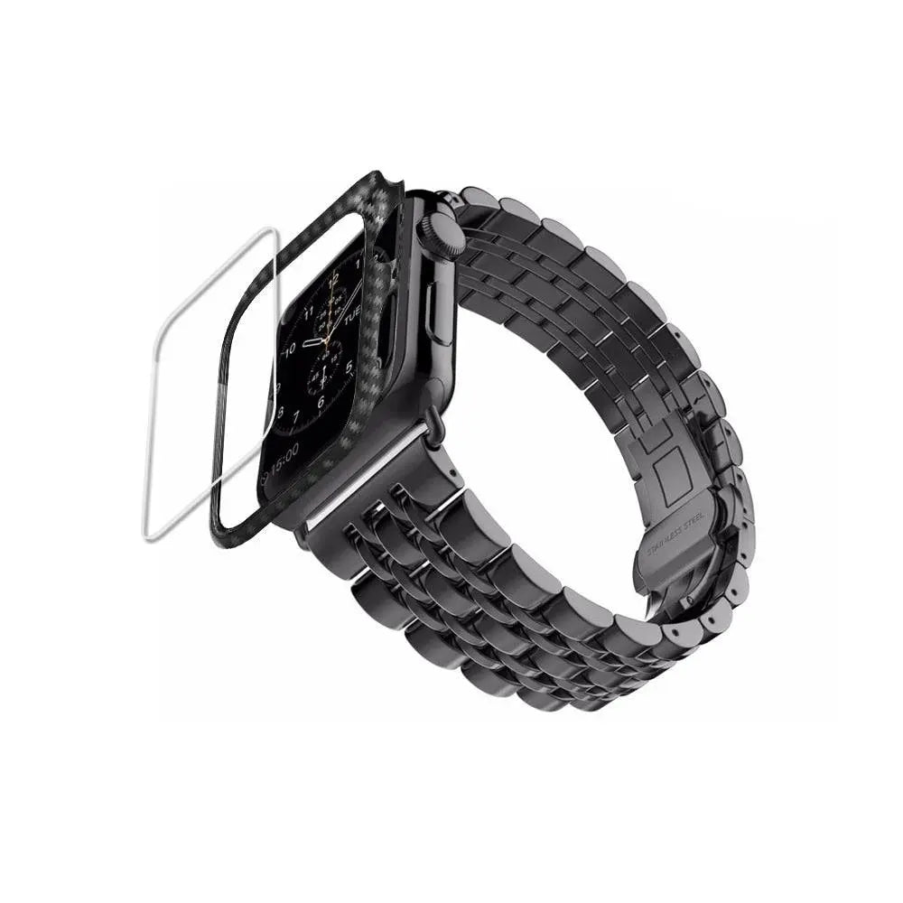 Carbon Fiber Case Stainless Steel Band For Apple Watch - Pinnacle Luxuries