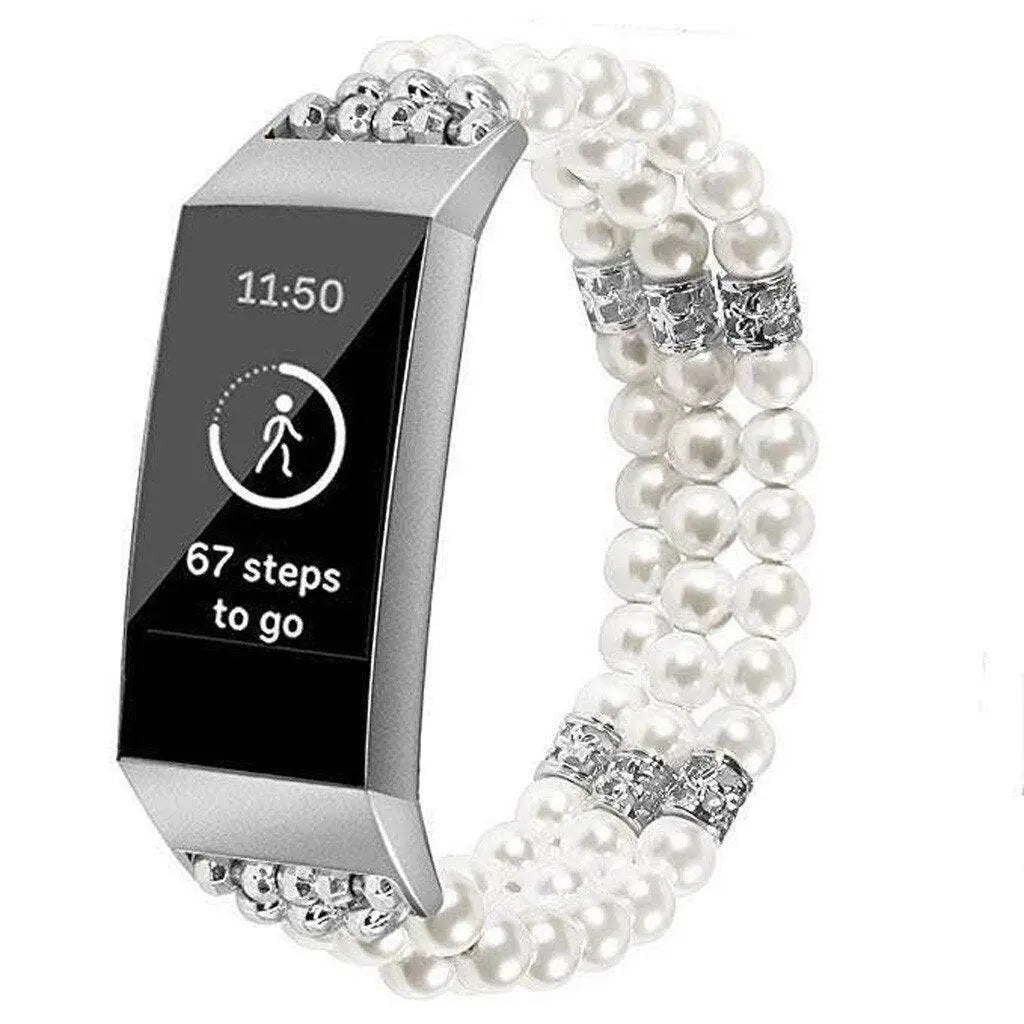 Fitbit Charge 3 & 4 Pristine Pearl Beads Bracelet Band - Pinnacle Luxuries