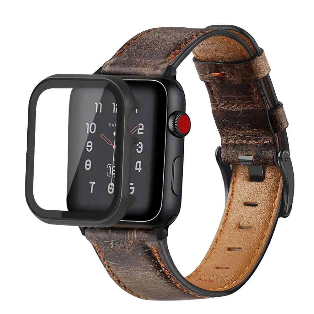 American Spartan Genuine Leather Apple Watch Band And Steel Case - Pinnacle Luxuries