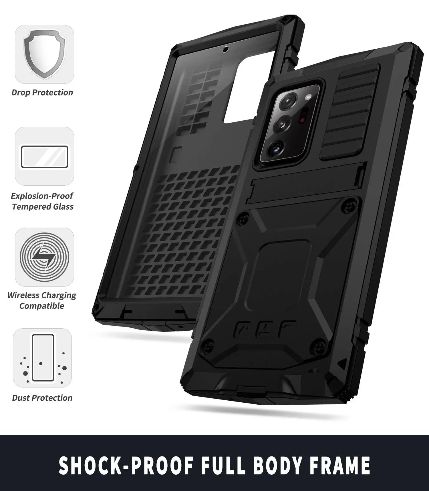 360 Full Metal Aluminum Armor Case For Samsung Galaxy Note 20 Note 20 Ultra 5G Phone - Pinnacle Luxuries