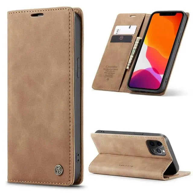 Leather Wallet Card Holder Case For Apple iPhone 12/12 Mini/12 Pro/12 Pro Max - Pinnacle Luxuries