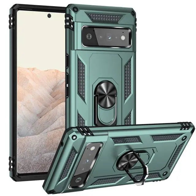 Military Grade Cobra Armor Ring Holder Stand Case For Google Pixel 6 Pro - Pinnacle Luxuries