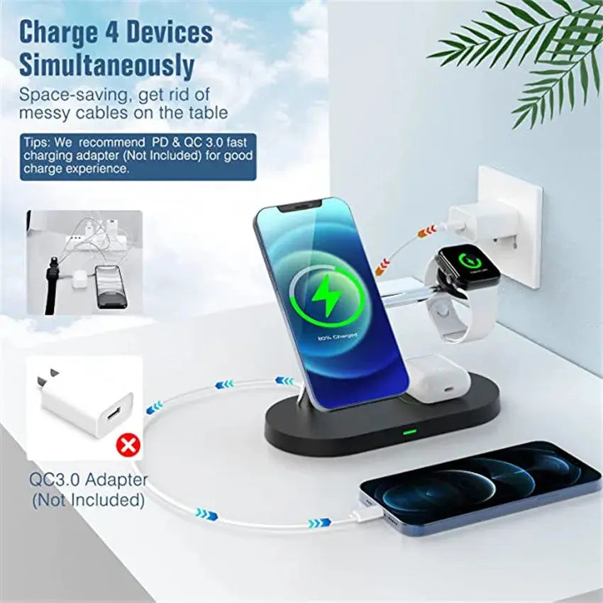 30W 3 in 1 Magnetic Wireless Charger Stand for iPhone 15 14 13 Pro Max Apple Watch 8 7 Airpods Induction Fast Charging Station Pinnacle Luxuries