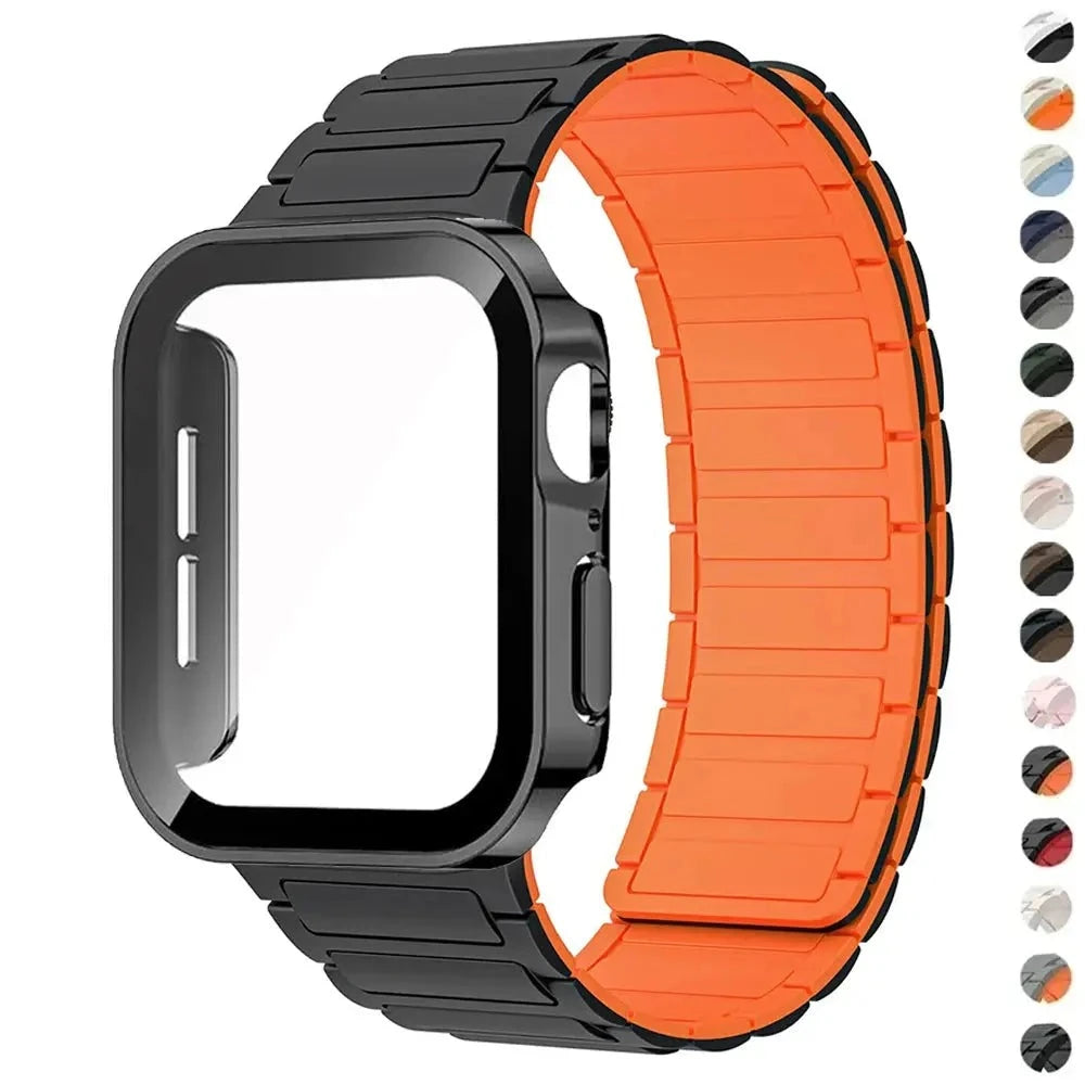 Case+Strap for Apple Watch 44mm 40 41mm 45mm Magnetic Band+PC Bumper Screen Protection Bracelet Iwatch Series 9 8 7 Se 6 5 Cover Pinnacle Luxuries