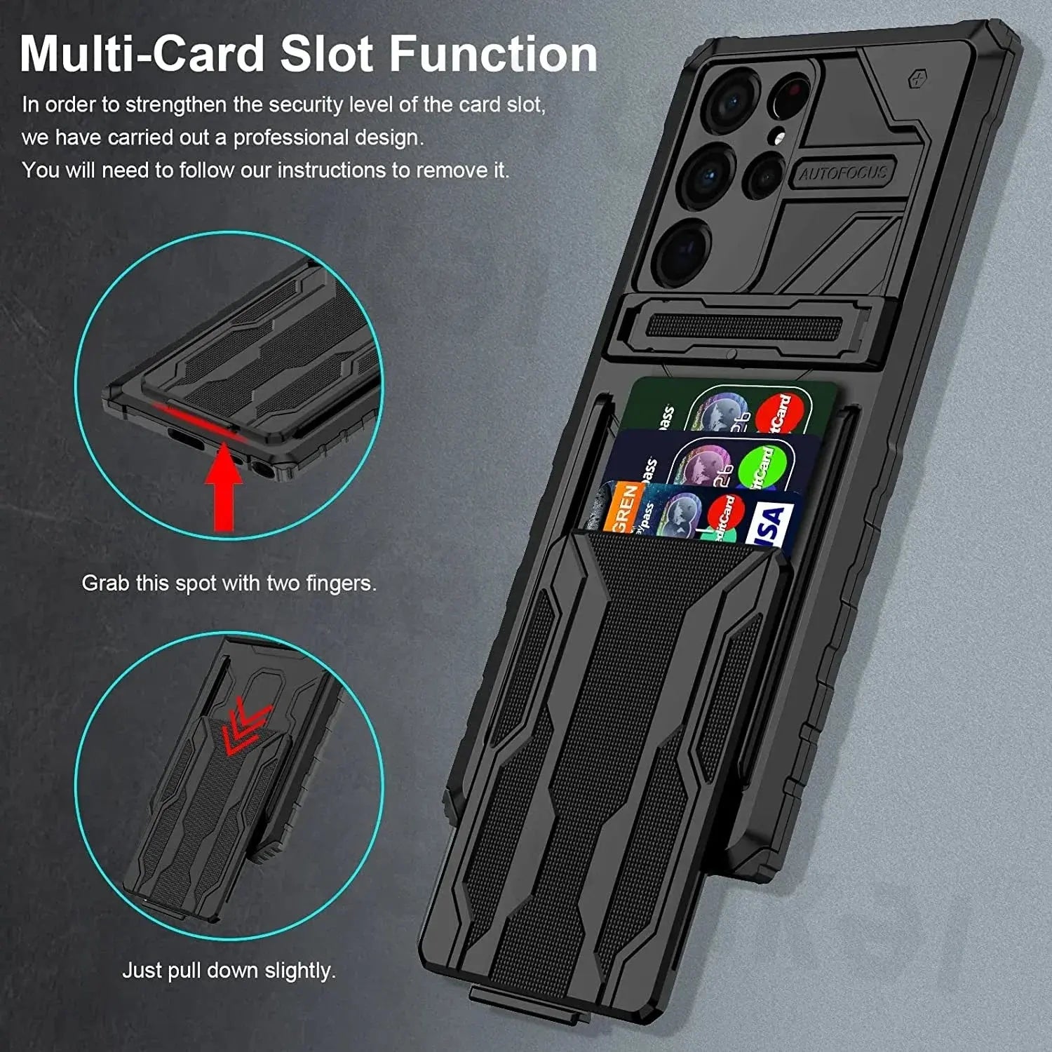 Credit Card Wallet Case For Samsung Galaxy S24 Ultra S23 FE A15 A54 A14 Heavy Duty Protection Rugged Shockproof Anti-Drop Cover Pinnacle Luxuries