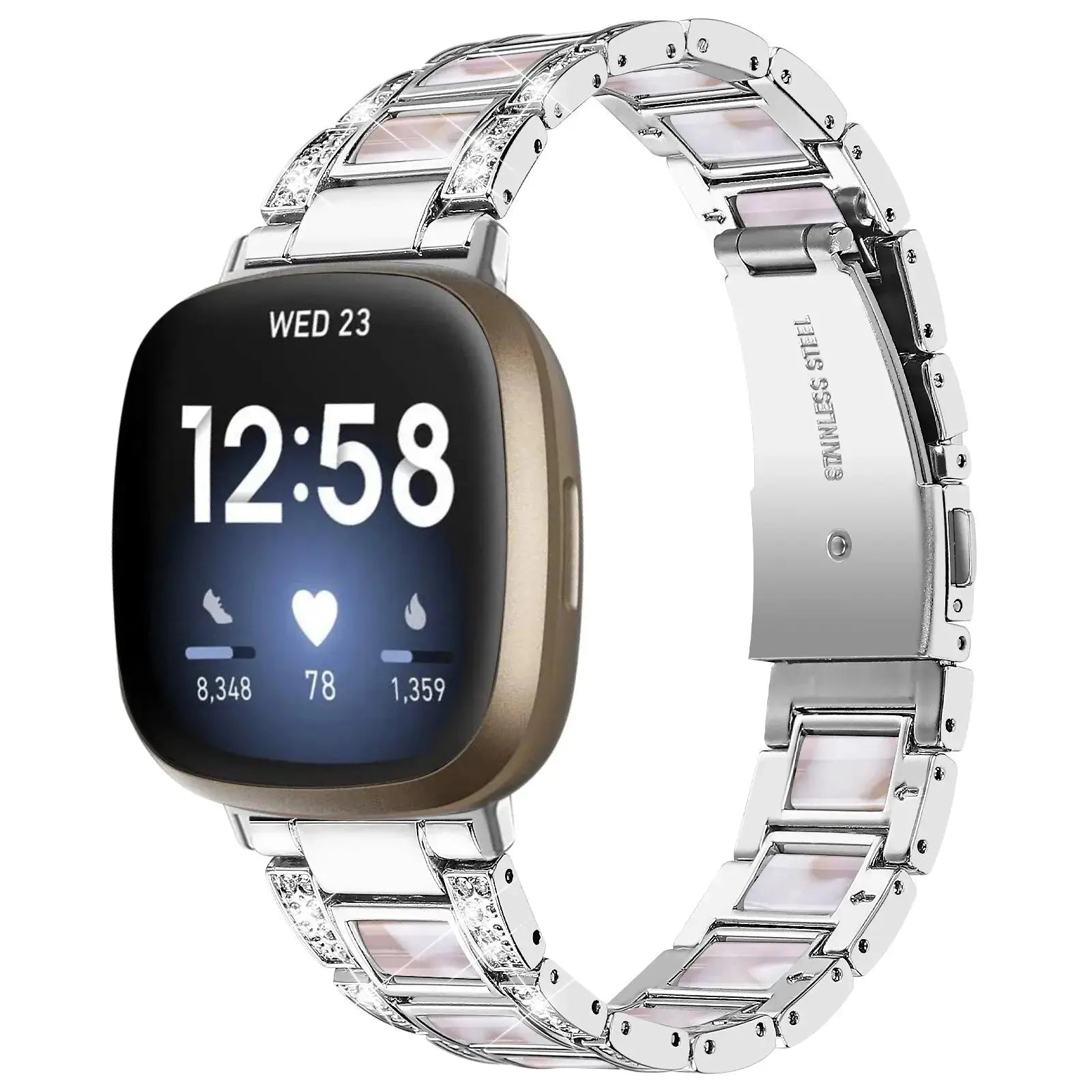 DiamondFlex Stainless Steel Band for Fitbit Versa 3/4 and Sense 1/2 - Pinnacle Luxuries