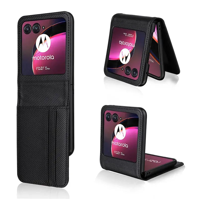 For Motorola Razr 40 Ultra Case Cover Carbon Fiber Wallet Leather Flip Multi-card slot Cover For Moto Razr+ Plus 2023 Phone Case Pinnacle Luxuries