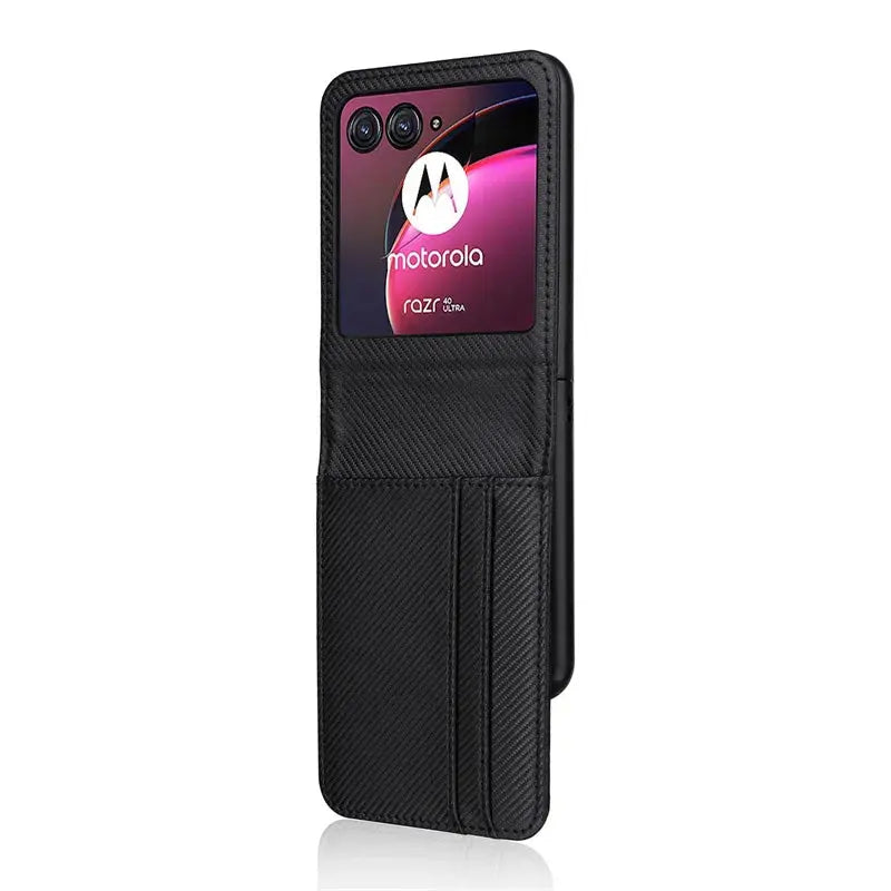 For Motorola Razr 40 Ultra Case Cover Carbon Fiber Wallet Leather Flip Multi-card slot Cover For Moto Razr+ Plus 2023 Phone Case Pinnacle Luxuries