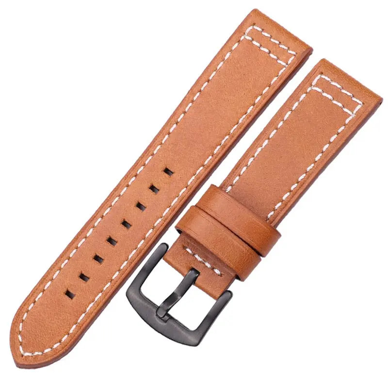 PL Genuine Cowhide Hand Stitched Leather Watch Band 18mm 20mm 22mm 24mm Pinnacle Luxuries