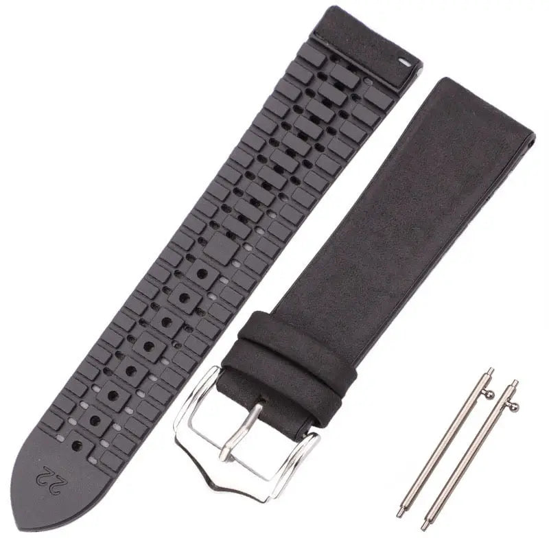 PL Collection Cowhide And Silicone Universal Watch Band 18mm 20mm 22mm Pinnacle Luxuries