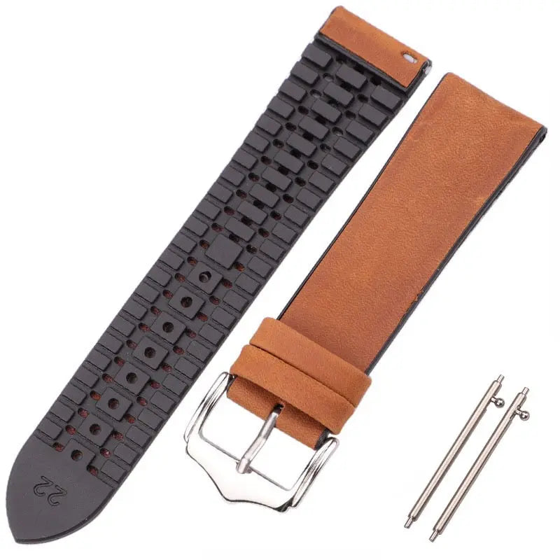 PL Collection Cowhide And Silicone Universal Watch Band 18mm 20mm 22mm Pinnacle Luxuries