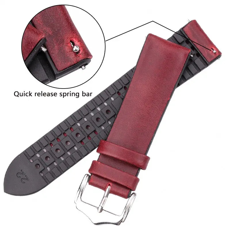 PL Collection Cowhide And Silicone Universal Watch Band 18mm 20mm 22mm Pinnacle Luxuries