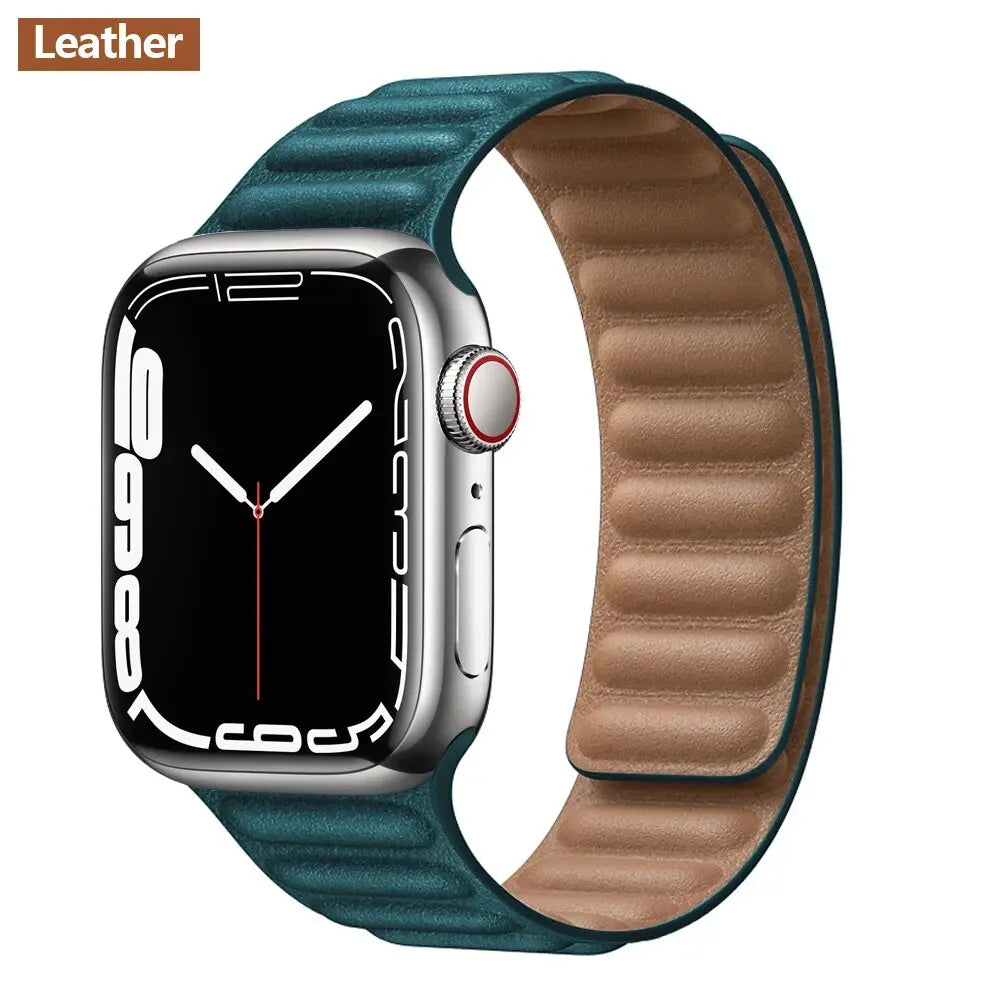 Luxe Leather Loop & Silicone Magnetic Bands for Apple Watch Series 9 & Ultra 2 - Pinnacle Luxuries