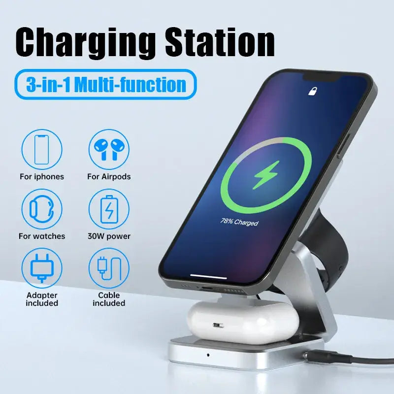 PinnacleCharge Foldable Trio Wireless Charging Station Pinnacle Luxuries