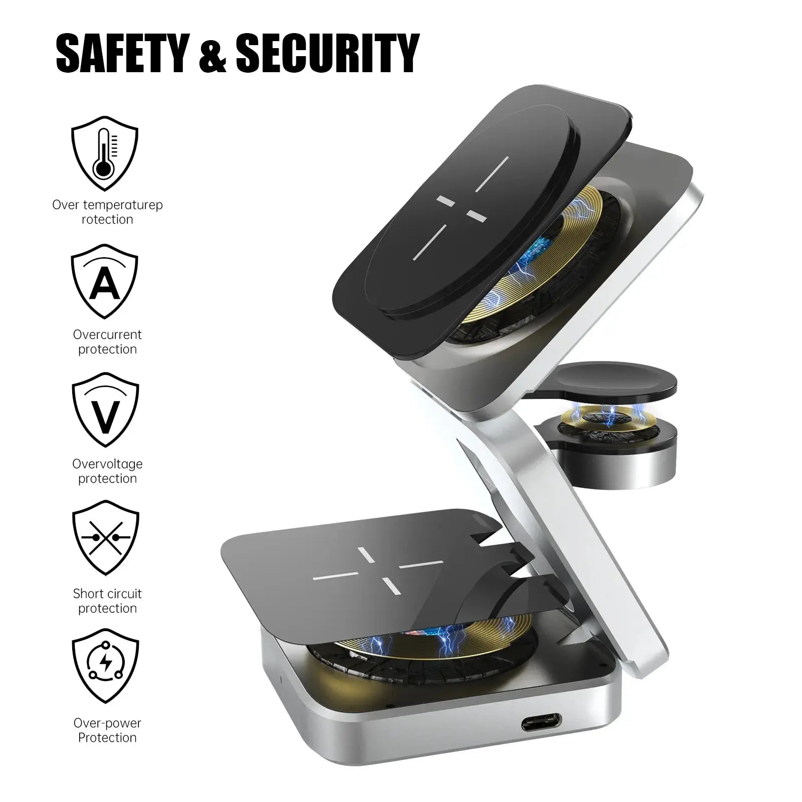 PinnacleCharge Foldable Trio Wireless Charging Station Pinnacle Luxuries