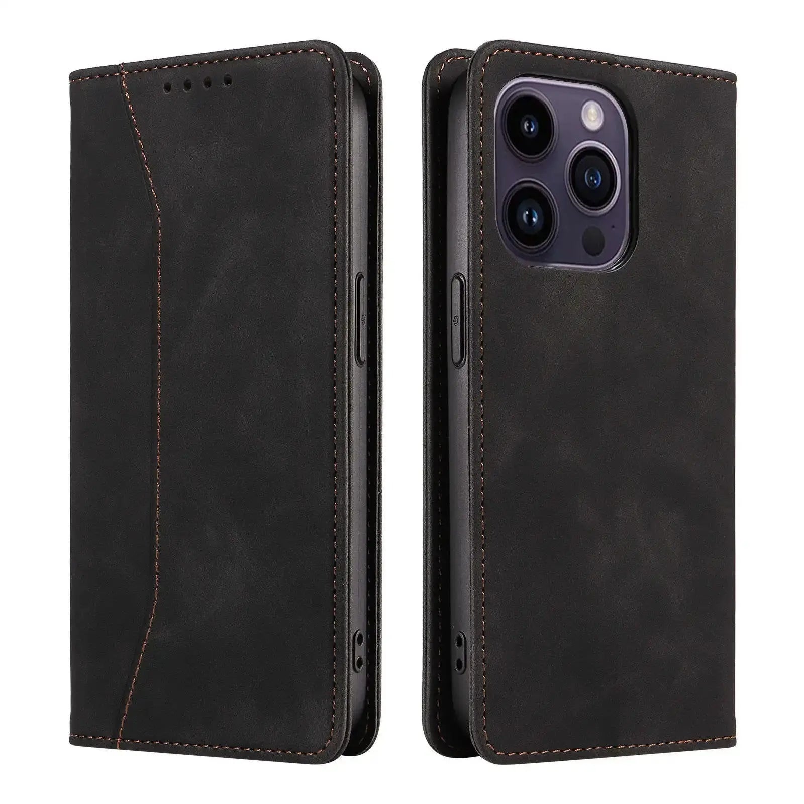MagnoShield Pro Stand Case for iPhone 14 & 15 - Elite Defense Wallet Series - Pinnacle Luxuries