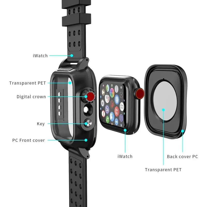 Pinnacle Military Grade Waterproof Band Case Combo For Apple Watch Pinnacle Luxuries