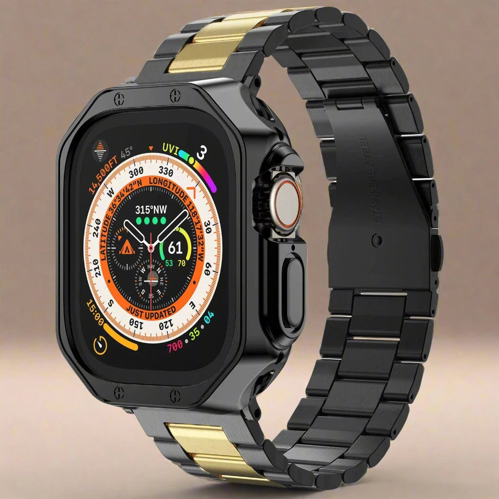 EliteGuard Stainless Steel Band & Protective Case for Apple Watch Ultra and Series 4-10