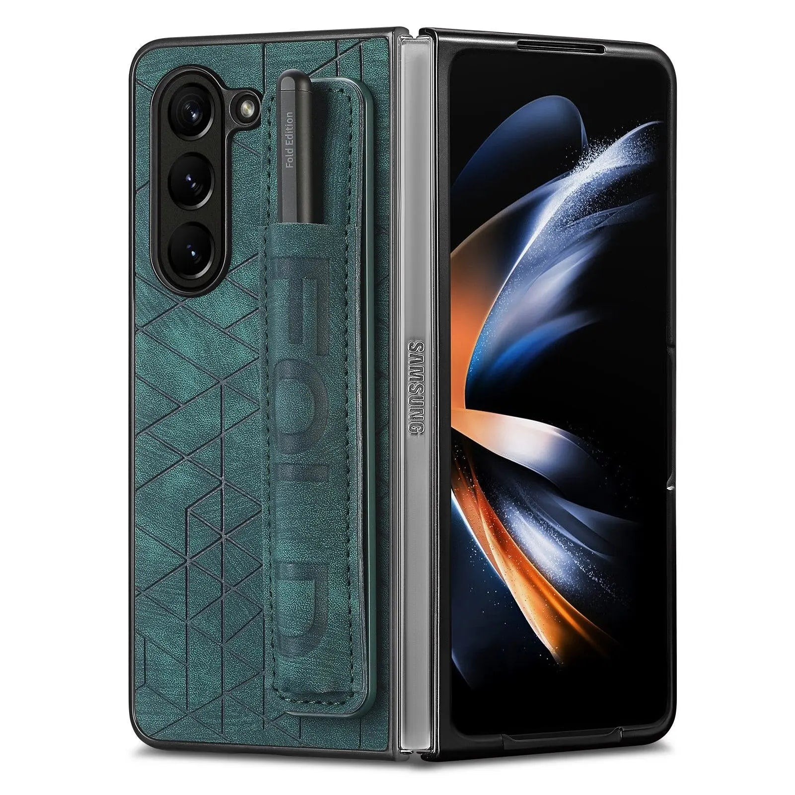 For Samsung Galaxy Z Fold 5 Fashion Case with Wristband Ring Design & Pen Holder Lightweight Slim and Fit Anti-fall Cover Pinnacle Luxuries