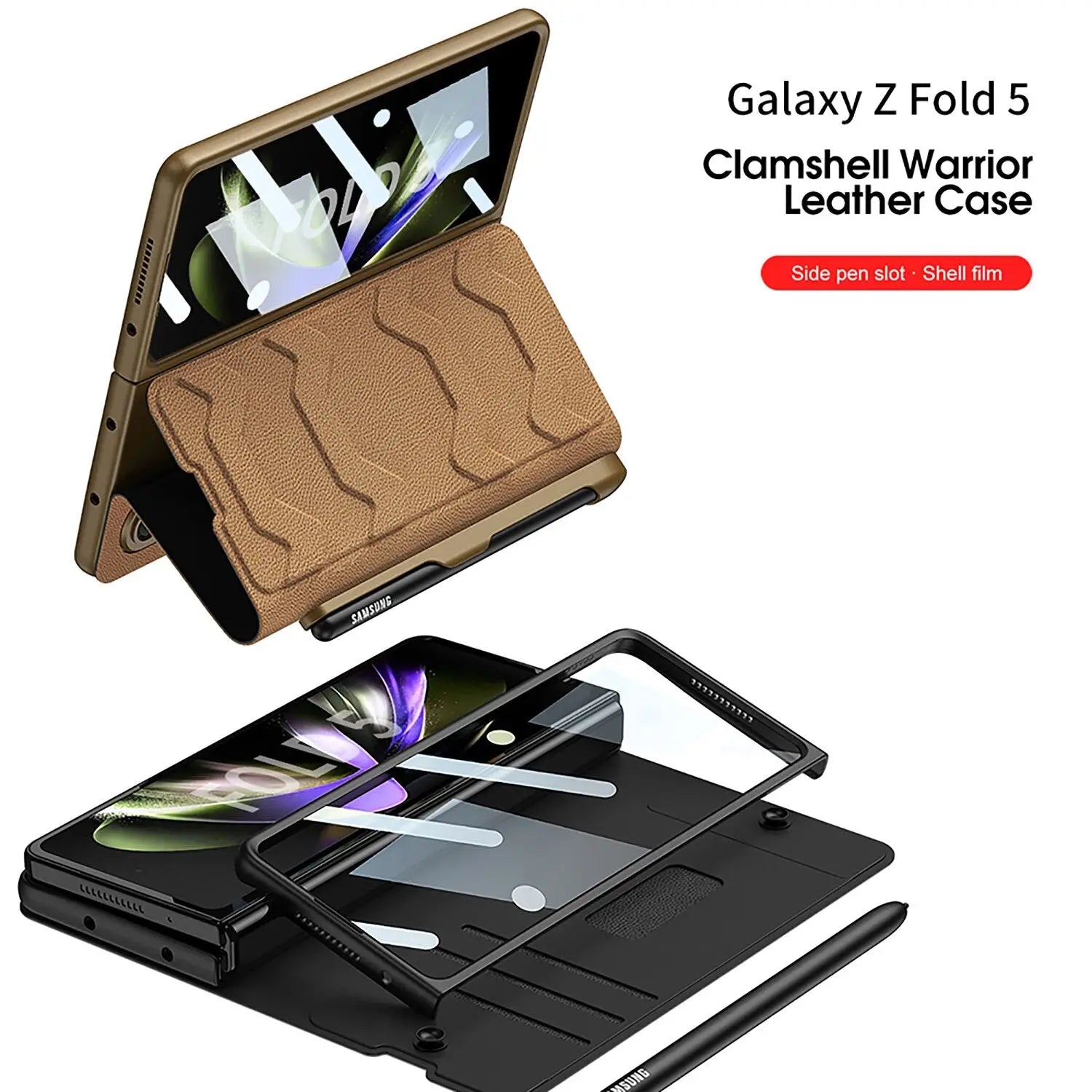 Rugged Custom Leather Case For Samsung Galaxy Z fold 5 Pinnacle Luxuries