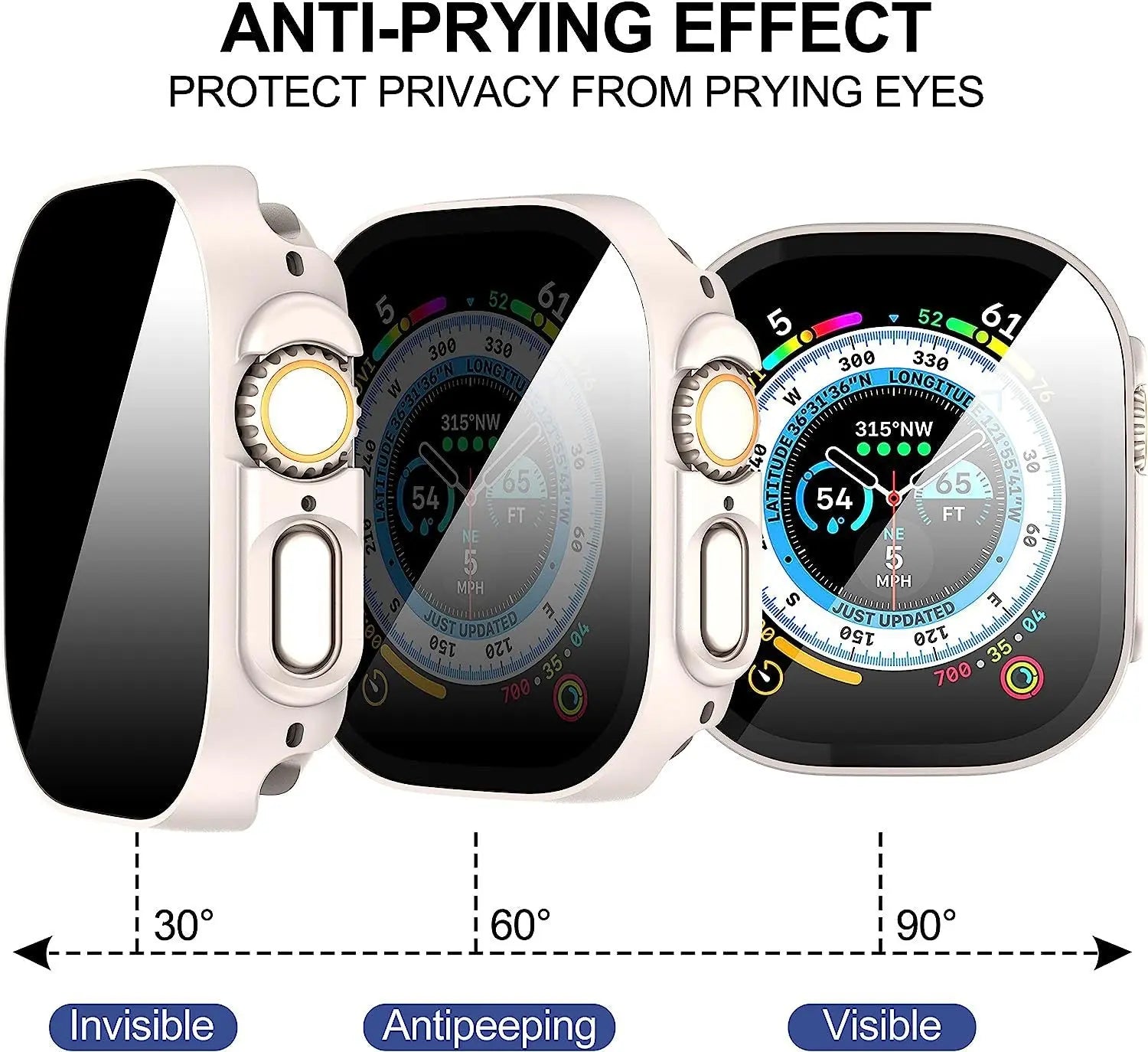 StealthGuard Custom Anti-Spy Privacy Tempered Glass Screen Protector Case for Apple Watch Pinnacle Luxuries