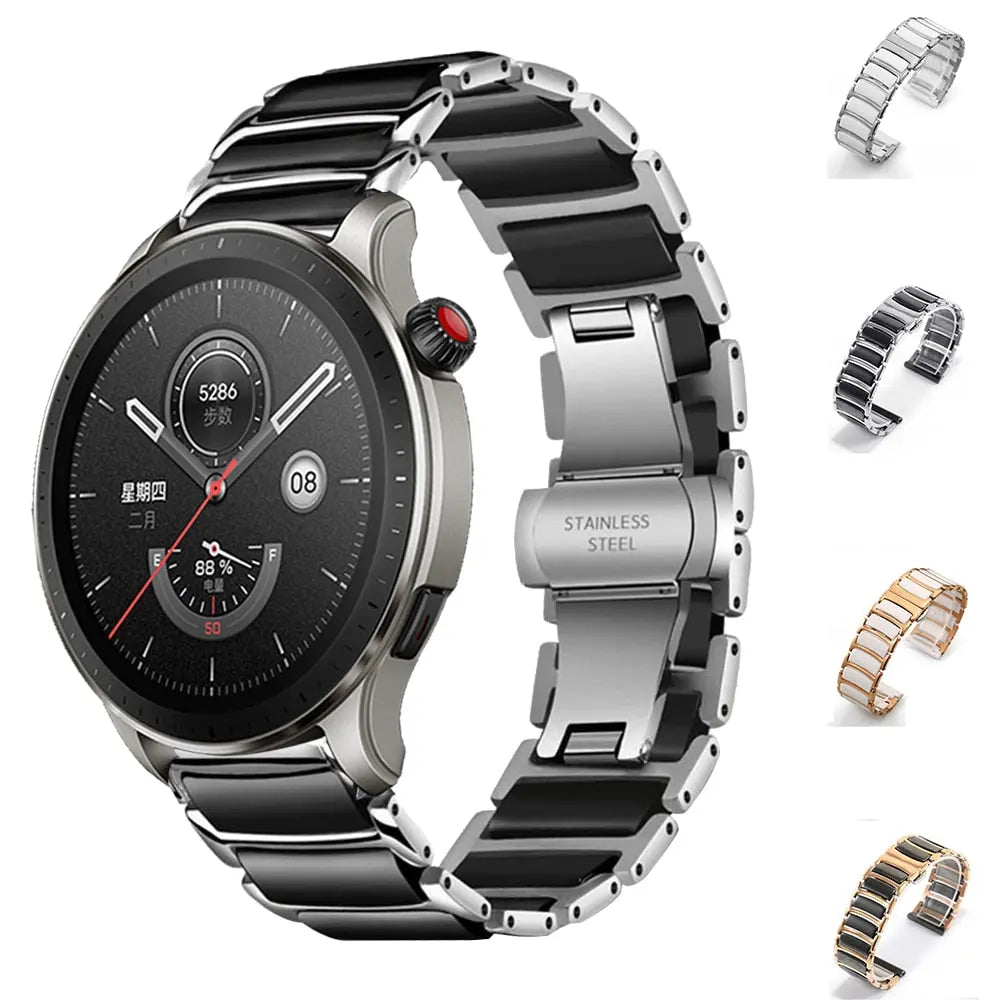 20mm 22mm Ceramics Stainless Steel Strap For Amazfit BIP GTS 2 3 4 4mini 42MM 47MM Bracelet Correa For Amazfit GTR 4 3 Pro 2 2e Pinnacle Luxuries