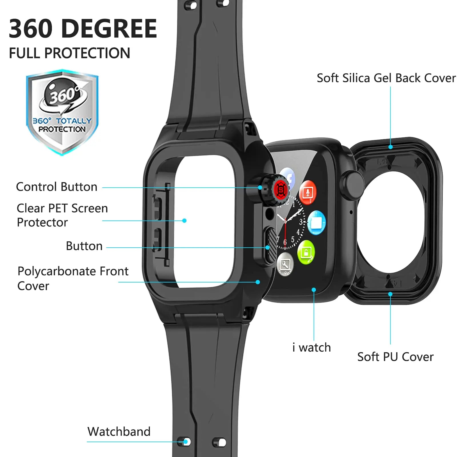 Pinnacle Military Grade Waterproof Band Case Combo For Apple Watch Pinnacle Luxuries