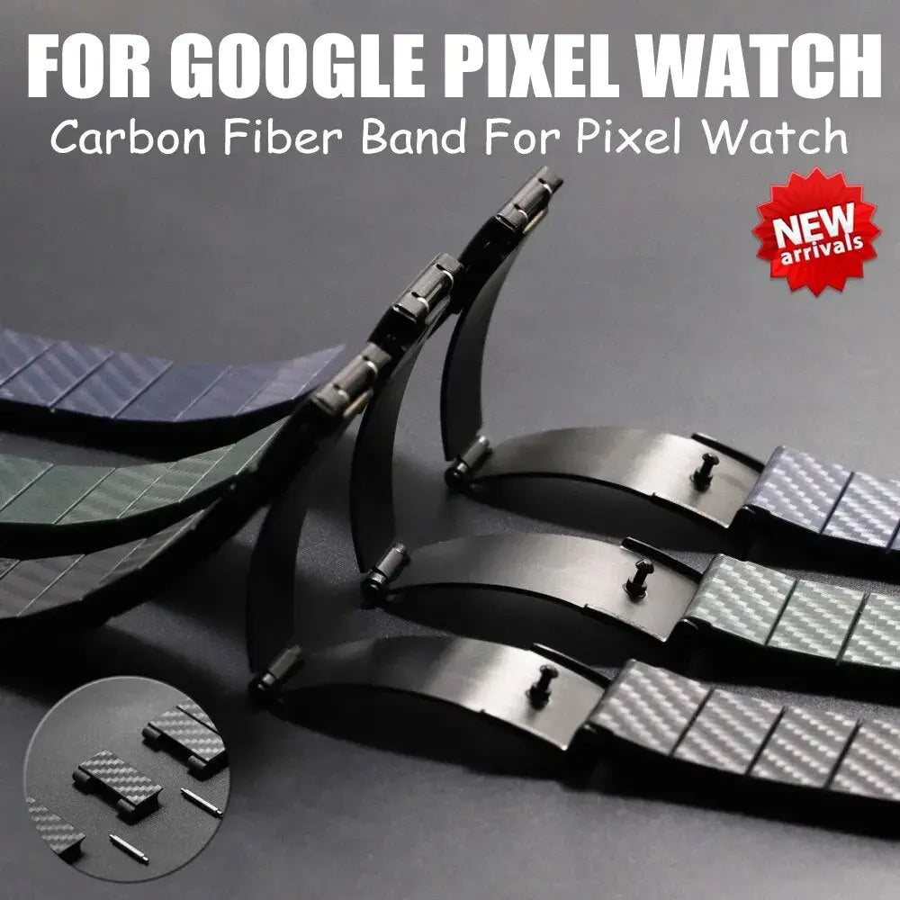 Carbon Fiber Pattern Straps For Google Pixel Watch band Carbon Fiber Watch Bracelet for Pixel Watch Replacement Straps Pinnacle Luxuries