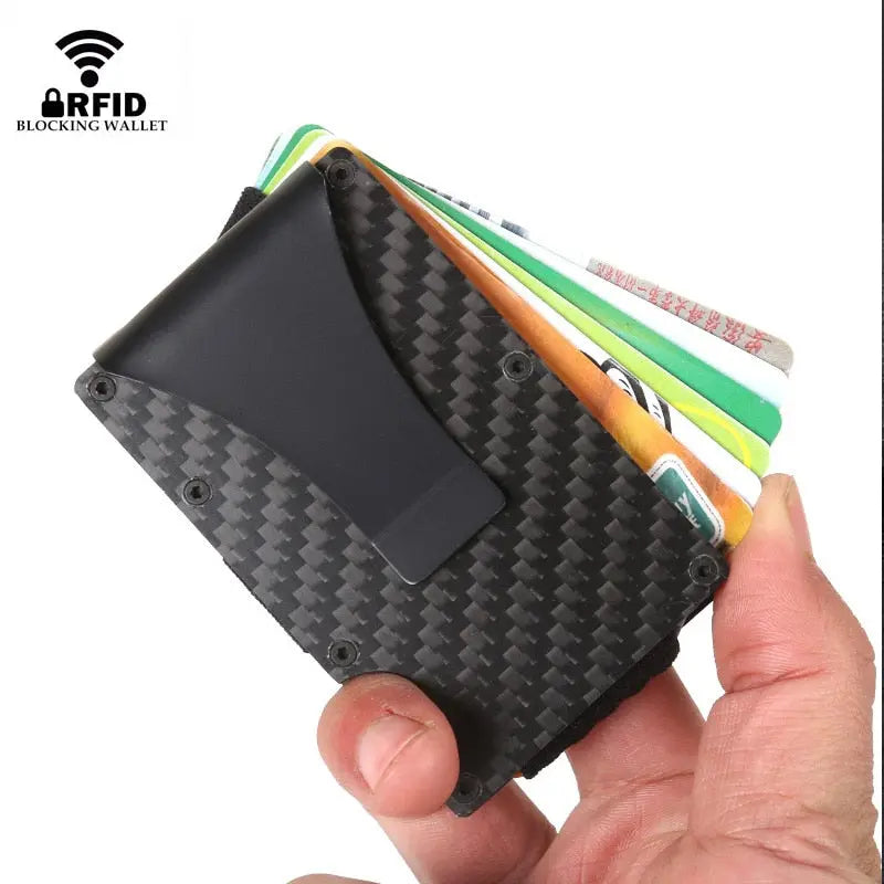 DIENQI Carbon Fiber Card Holder Mini Aluminum Metal RFID Magic Men's Wallet Pinnacle Luxuries