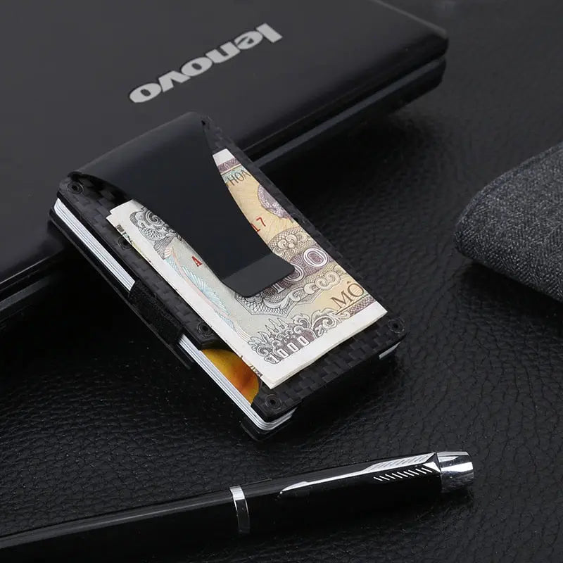 DIENQI Carbon Fiber Card Holder Mini Aluminum Metal RFID Magic Men's Wallet Pinnacle Luxuries