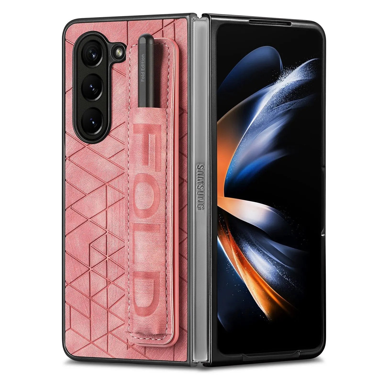 For Samsung Galaxy Z Fold 5 Fashion Case with Wristband Ring Design & Pen Holder Lightweight Slim and Fit Anti-fall Cover Pinnacle Luxuries