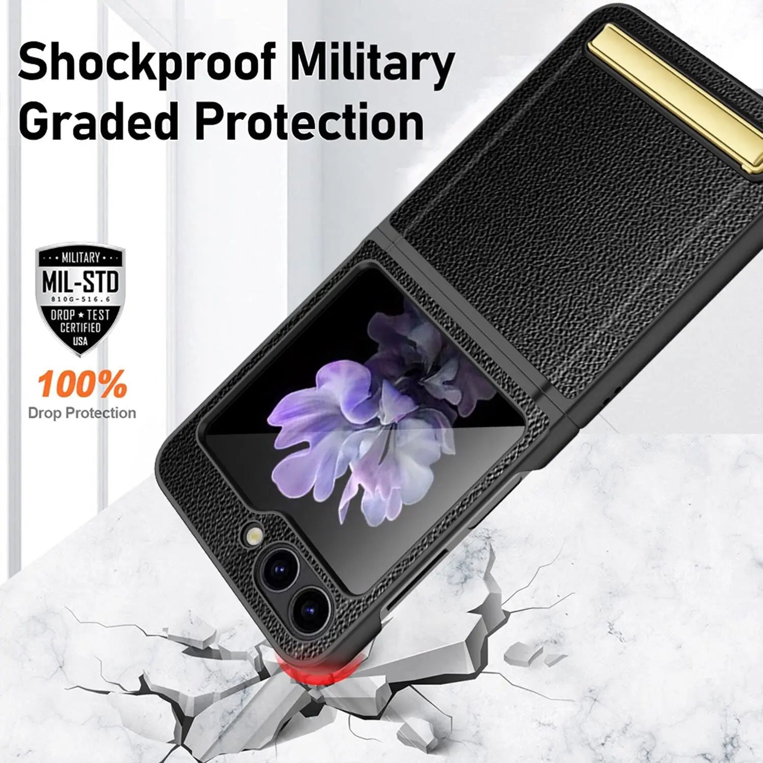 LuxuryGlide Sleek Leather Phone Case for Samsung Galaxy Z Flip 5 Pinnacle Luxuries