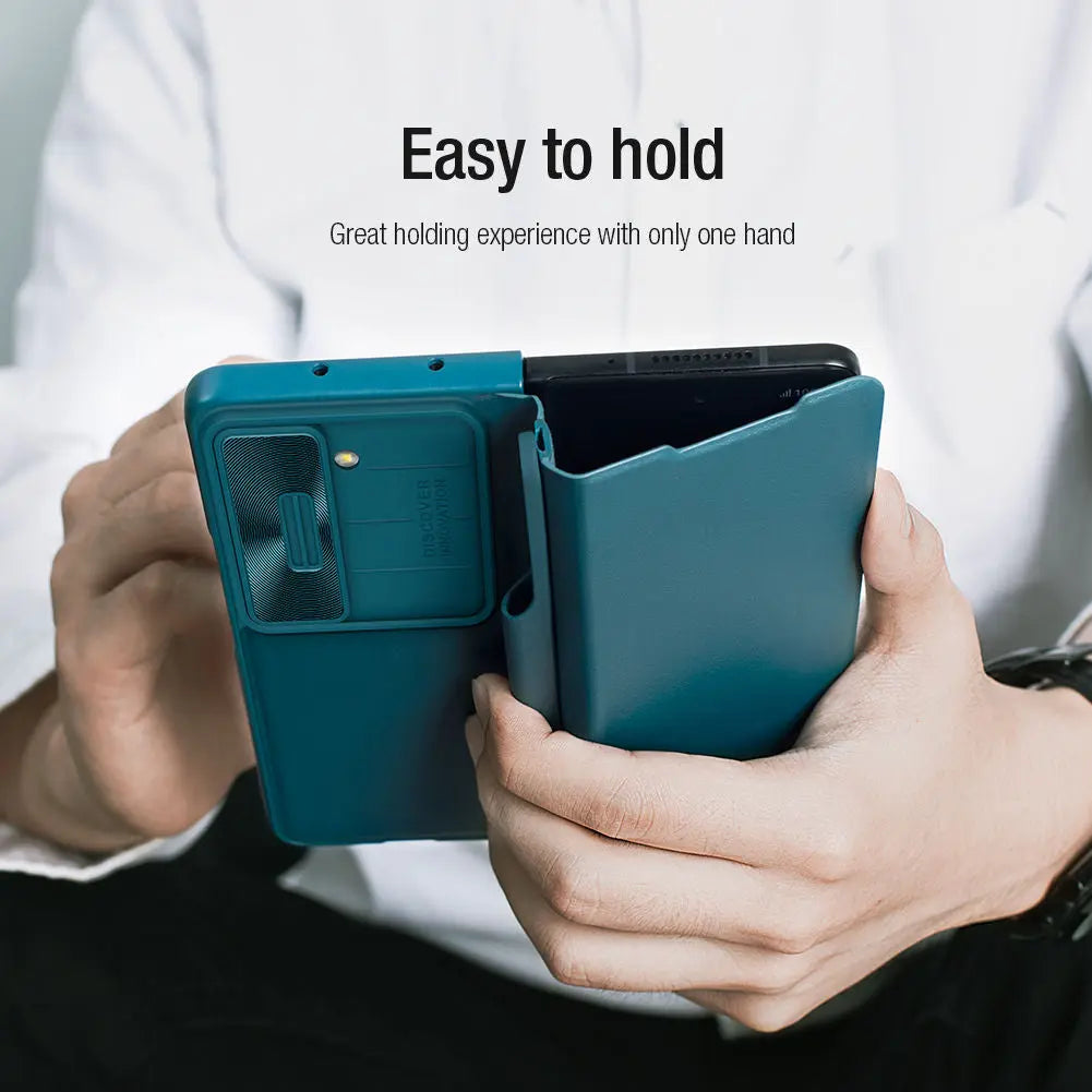 NILLKIN Qin Flip Leather Case for Samsung Galaxy Z Fold 5 with S-Pen Pocket Slide Camera Lens Cover Full Protection Phone Case Pinnacle Luxuries