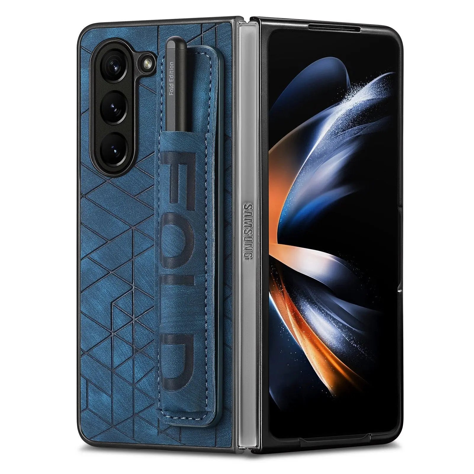 For Samsung Galaxy Z Fold 5 Fashion Case with Wristband Ring Design & Pen Holder Lightweight Slim and Fit Anti-fall Cover Pinnacle Luxuries