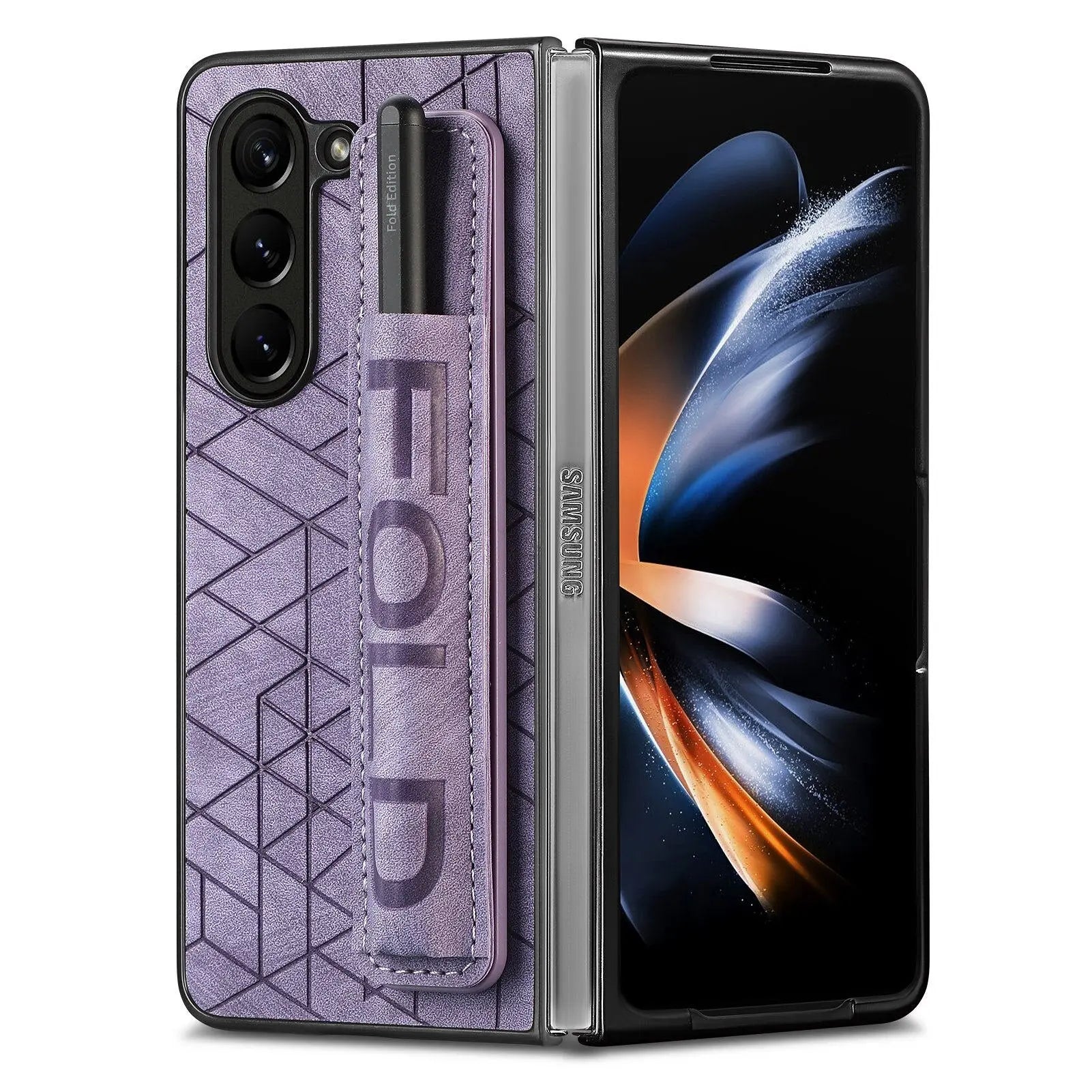 For Samsung Galaxy Z Fold 5 Fashion Case with Wristband Ring Design & Pen Holder Lightweight Slim and Fit Anti-fall Cover Pinnacle Luxuries