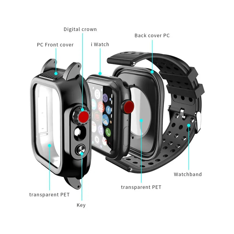 Pinnacle Military Grade Waterproof Band Case Combo For Apple Watch Pinnacle Luxuries