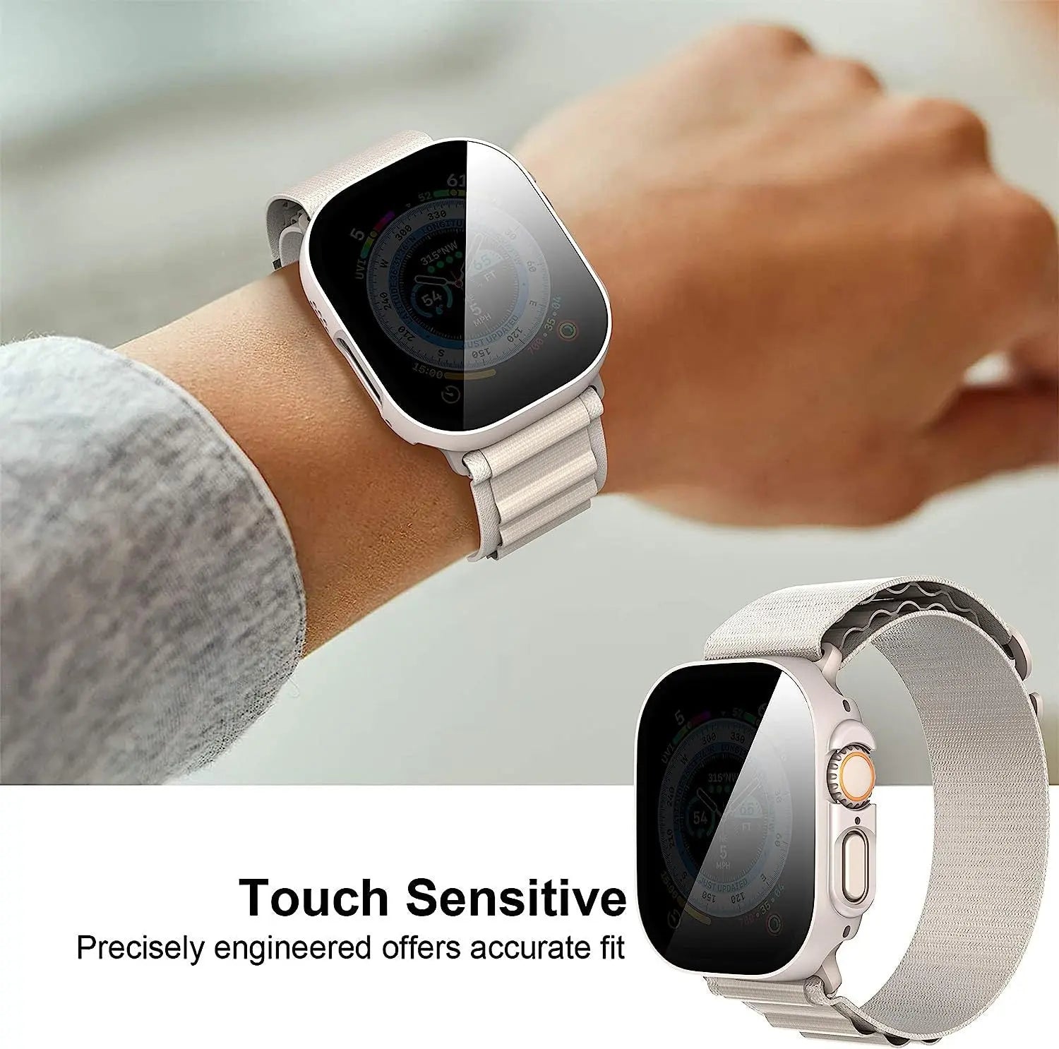 StealthGuard Custom Anti-Spy Privacy Tempered Glass Screen Protector Case for Apple Watch Pinnacle Luxuries