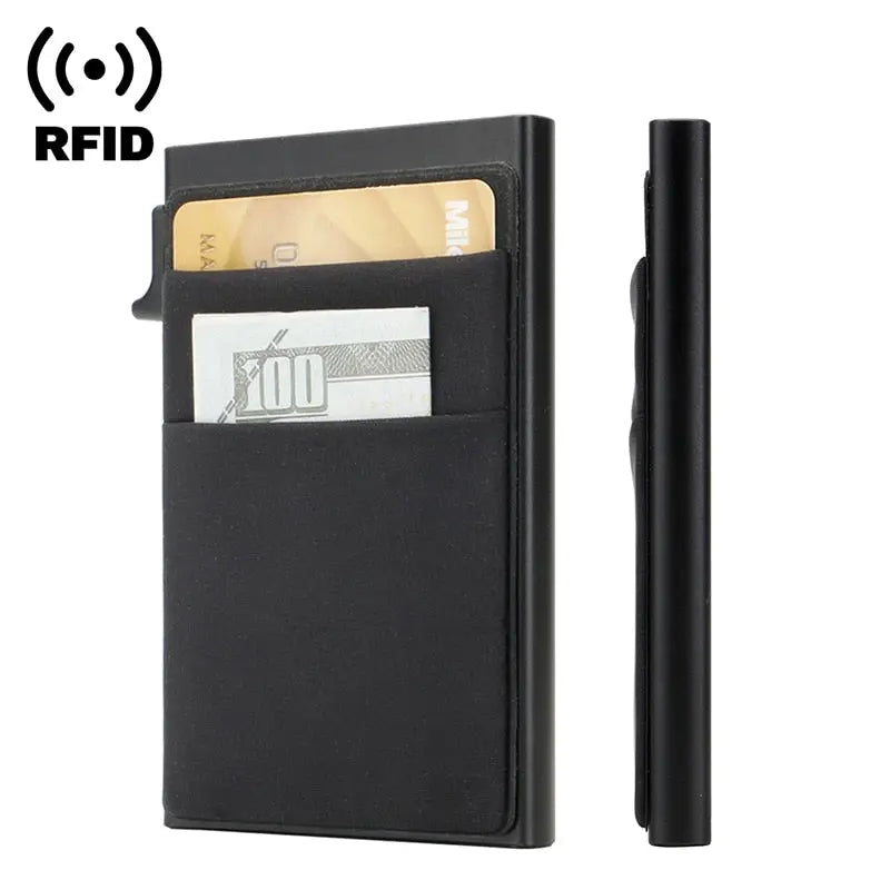 Rfid Credit Card Holder Wallet Metal Thin Slim Bank Card Case Men Women Pop Up Minimalist Wallet Small Black Purse Metal Vallet Pinnacle Luxuries