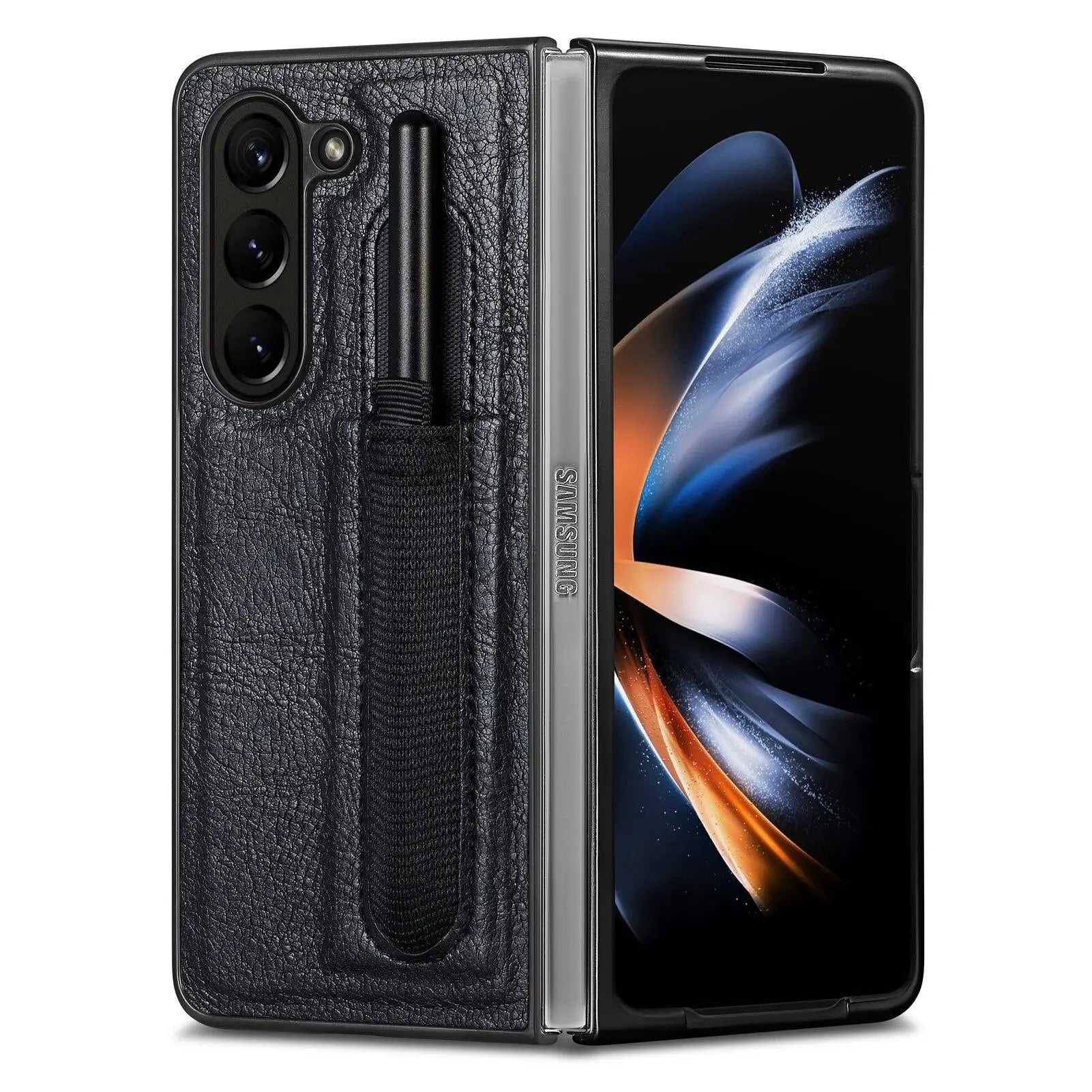 Business Leather Case for Samsung Galaxy Z Fold 5 Fashion with Pen Holder Slim and Fit Original Touch Anti-drop Phone Cover Pinnacle Luxuries