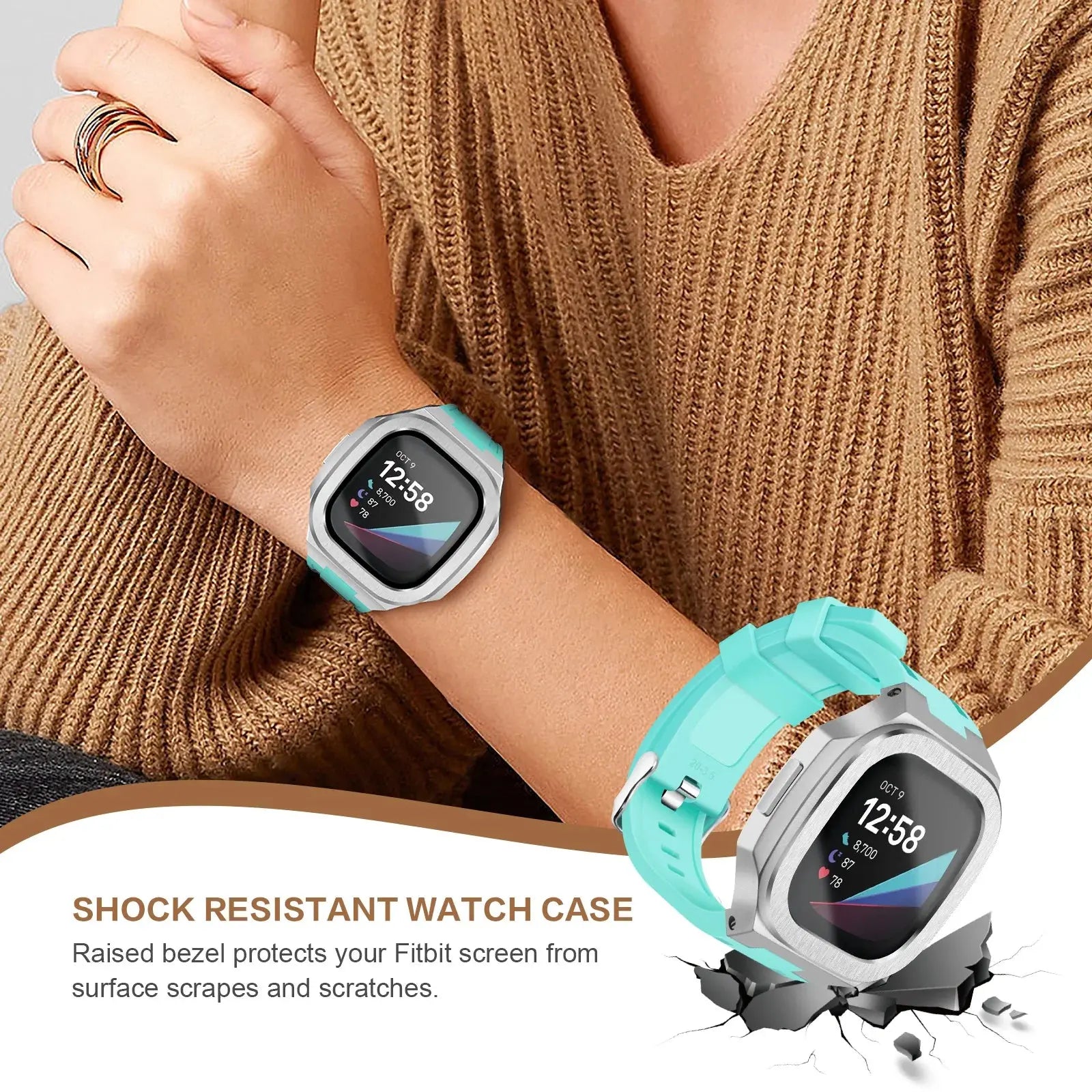 Smart Watch Case for Fitbit Versa 3 4/ Fitbit Sense 2 Ultra Thin Glass Screen Protector Sports Strap for Fitbit Versa 3/Sense Pinnacle Luxuries